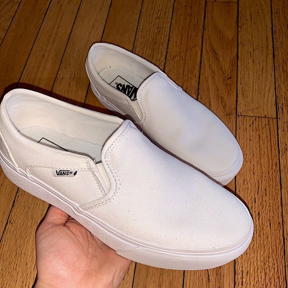 White slip on vans